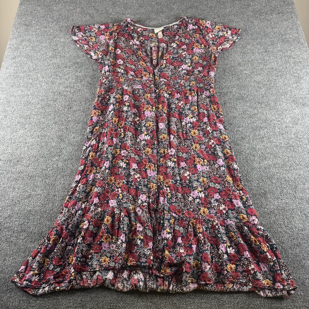 Knox Rose Dress Womens XXL Multicolor Floral Smocked Maxi Boho Cottagecore